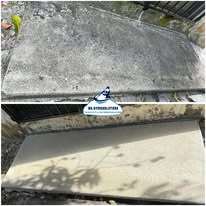 Concrete Step — before and after pressure washing